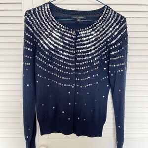 NWOT banana repulic merino dark blue sequite sweater cardigan XS